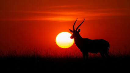 Antelope silhouette at sunset