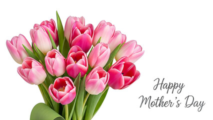Fototapeta premium Pink Tulips Happy Mothers Day Card.