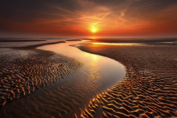 Fototapeta premium Golden Sunset Over Coastal Waterway