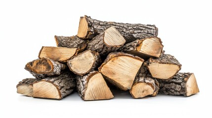 Wooden logs stacked neatly for firewood, suitable for fireplaces and outdoor gatherings during chilly evenings