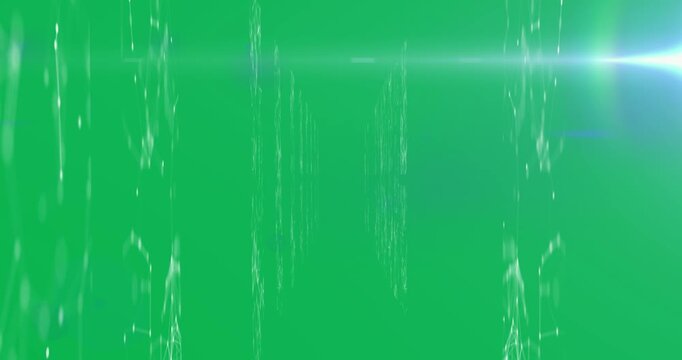 Animation of network of digital information flowing through screens of computer servers