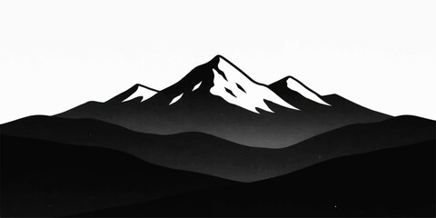 Mountain landscape vector illustration with mountains sunset and nature