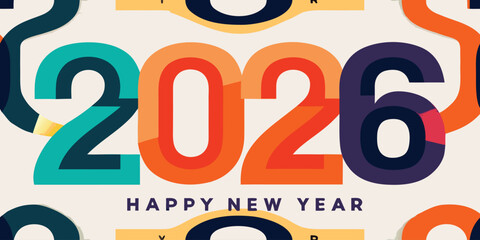 Colorful 2026 happy new year typography design © Md Johirul islam