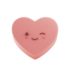 Obraz premium Pink Heart Character with Winking Eye on Transparent Background