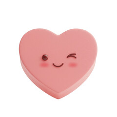 Pink Heart Shape with Smiling Face on Transparent Background