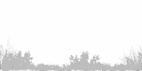 Obraz premium Silhouetted trees and grasses against a bright almost entirely white background