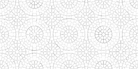 Obraz premium Intricate mosaic pattern of curved lines and circular designs in white