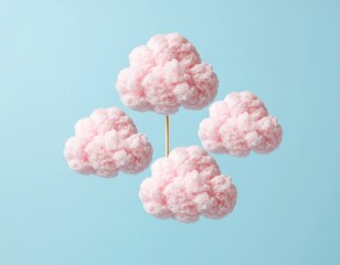 Dreamy surreal cotton candy clouds in blue sky