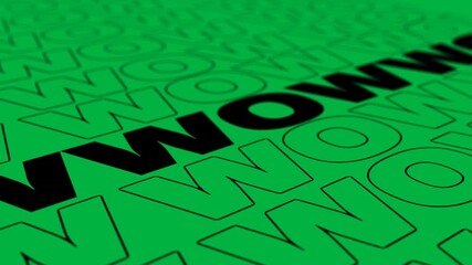 Animation of black and white wow text repeating and aligning on white background - Powered by Adobe