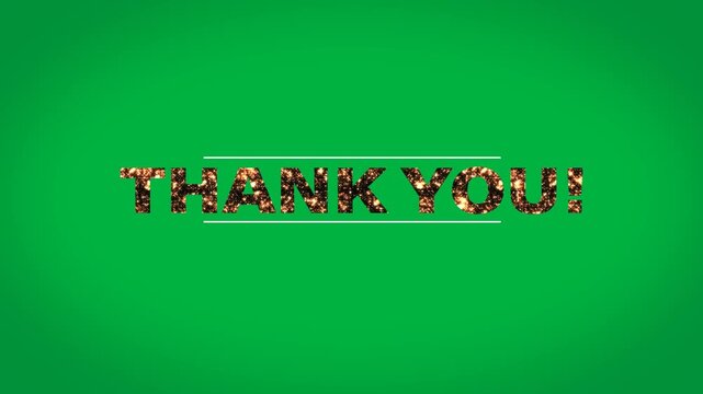 Digital animation of fire burning thank you text in between parallel lines against black background