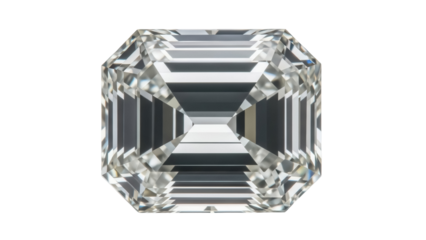 Asscher cut diamond isolated PNG on transparent background, precious gemstone for jewelry design and luxury goods