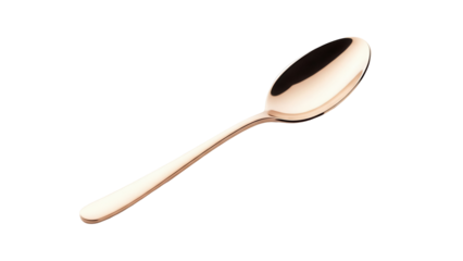 Elegant golden spoon isolated PNG, shiny metal utensil for dining and kitchen use on transparent background