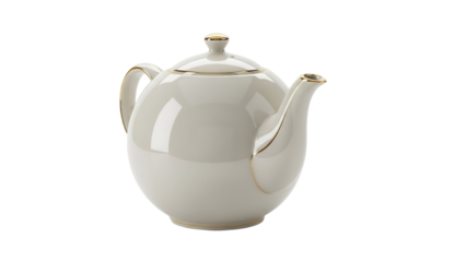 Elegant pale green teapot with gold trim isolated PNG, vintage style tea service for afternoon tea and special occasions