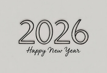 Happy New Year 2026 Hand Drawing Text, 2026 New Year Celebration with bold text on white background