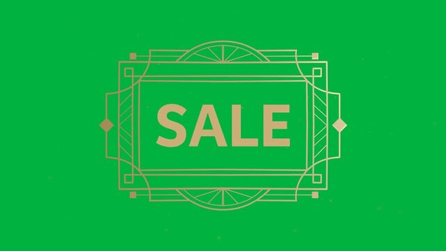 Animation of gold text sale, in decorative gold frame, on orange background