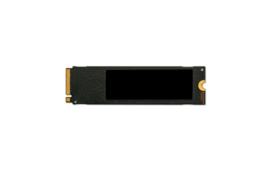 Back of NVMe M.2 Solid State Drive (SSD) isolated on transparent background, PNG File.