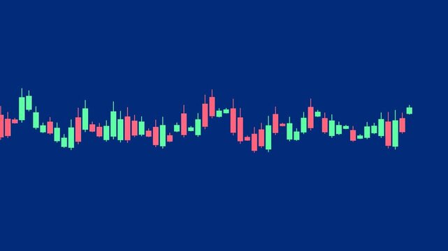 candlestick chart wave on blue background 3D rendering	