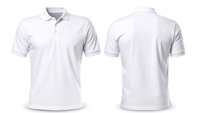 Premium white polo shirt mockup, front and back view, showcasing design and style on a clean background - polo shirt mockup