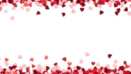 Heart confetti border on isolated on transparent background