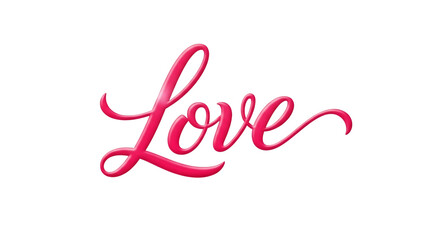 Fototapeta premium Neon pink love text isolated on transparent background
