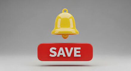 Yellow notification bell hovering above red save button alert