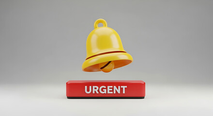 Yellow notification bell hovering above red urgent button alert