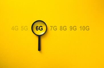 Magnifying glass highlighting 6g technology on future network