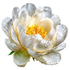 Stunning White Peony With Dew Drops