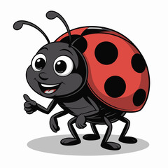Obraz premium Happy cartoon ladybug giving a thumbs up