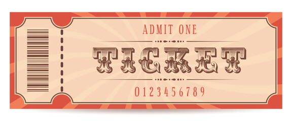 A retro ticket template with vintage ornaments