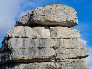 Karst landscape. It is a limestone relief that emerged from the sea, with whimsical formations, limestone pavements and towers. Canuto de la Utrera, Malaga, Andalucia, Spain. 