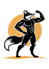 Muscular Fox Bodybuilder Logo