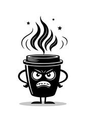 Angry Steaming Coffee Cup Mascot