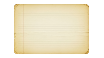 Vintage lined paper PNG isolated on transparent background, aged notebook page for scrapbooking and design projects, old stationery