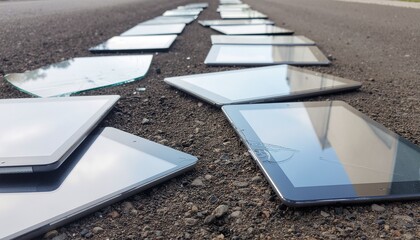 捨てられているタブレット端末