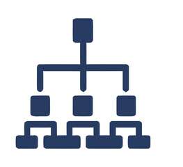 Fototapeta premium Dark blue organizational chart diagram on white background structure hierarchy