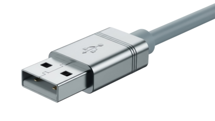 USB type A connector isolated PNG, standard rectangular interface for computers and peripherals on transparent background