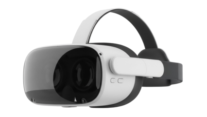 Modern virtual reality headset PNG isolated on transparent background, VR glasses for gaming and immersive experience