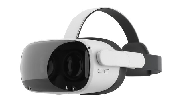 Modern virtual reality headset PNG isolated on transparent background, VR glasses for gaming and immersive experience