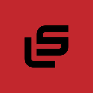 Modern Geometric Letter LS or FS Monogram Logo, Minimalist Bold Black and Red Branding Icon Vector.
