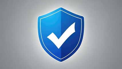 Blue shield icon with white checkmark for security and protection