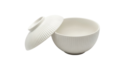 Elegant light green ceramic bowl with lid isolated PNG, minimalist tableware for soup or rice on transparent background