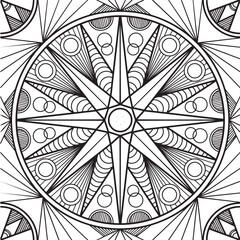 Full Page of Mandala isolated on the white background. Template for coloring book page, mindfulness activity.