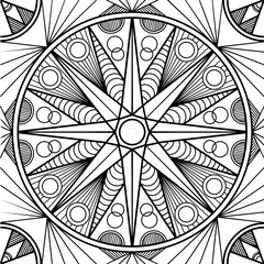 Full Page of Mandala isolated on the white background. Template for coloring book page, mindfulness activity.