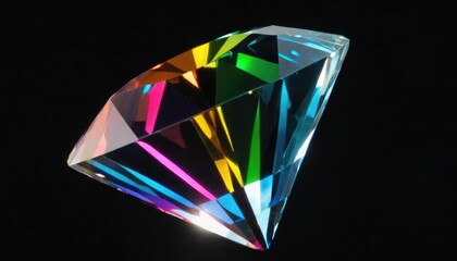 diamond crystal rainbow shine on black bg rotate. 6
