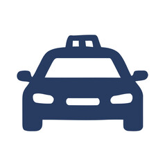 Obraz premium Dark blue taxi car icon with white windows and roof light vehicle transport