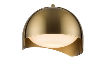 Modern gold dome pendant light isolated PNG, contemporary ceiling lamp fixture on transparent background for interior design and architectural visualization