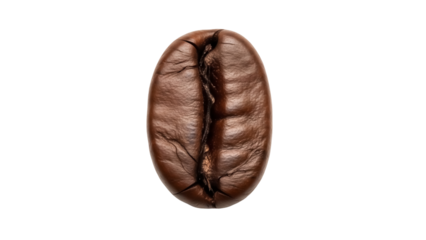 Roasted coffee bean isolated PNG, aromatic ingredient for espresso and cappuccino preparation on transparent background