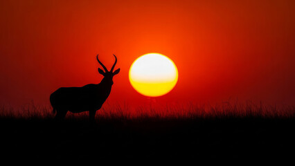 Antelope silhouette at sunset