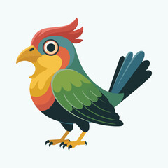 Fototapeta premium An eye-catching, cartoon-style bird with vibrant colors, symbolizing joy and freedom, stands out against a minimal backdrop, making it a perfect illustration for children’s themes.